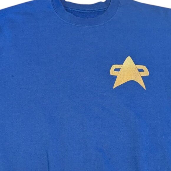 Vintage Star Trek Comm Badge Logo Sweatshirt Blue Unisex Crewneck Kirk Spock - Picture 7 of 8